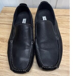 Steve Madden Rocckit Loafers Mens 10.5 Black Good Pebbled Leather Slip On Shoes